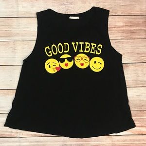 French Pasty Black Good Vibes Emoji Tank Top